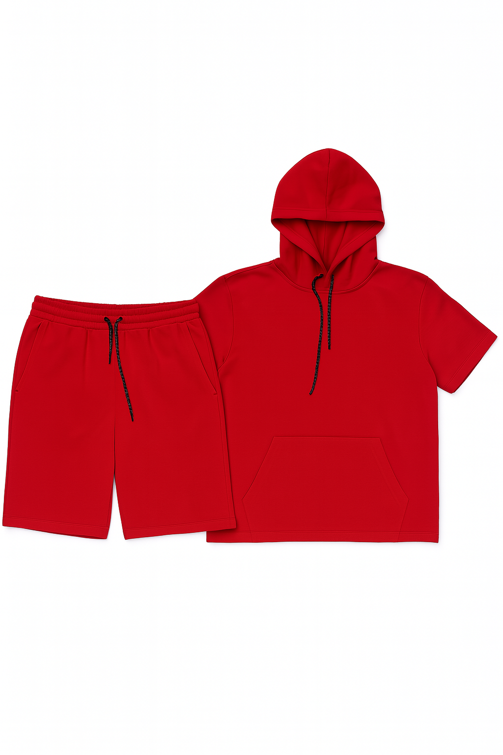 VARQORA men's red hoodie and shorts matching set