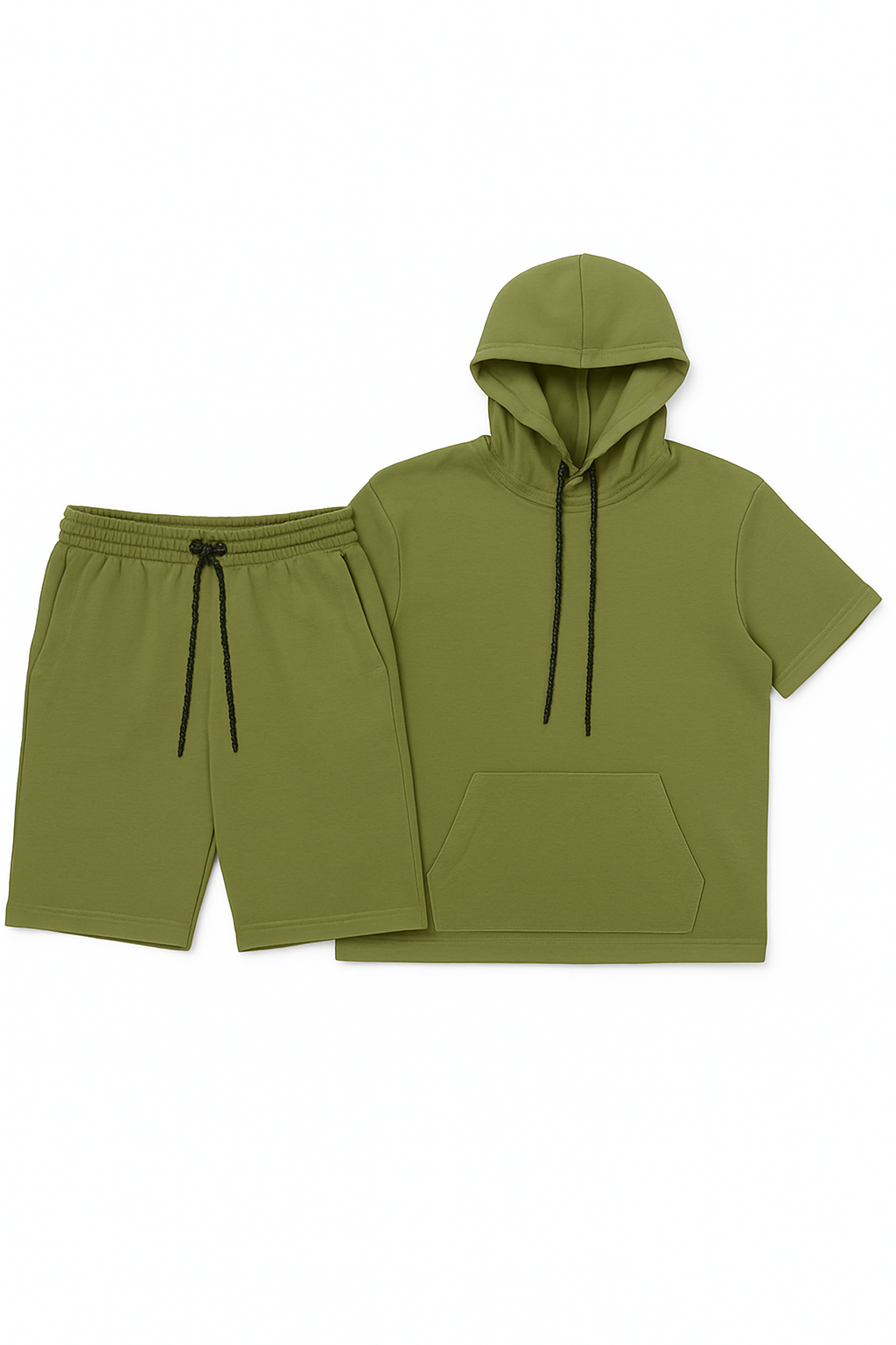 VARQORA men's green hoodie and shorts matching set