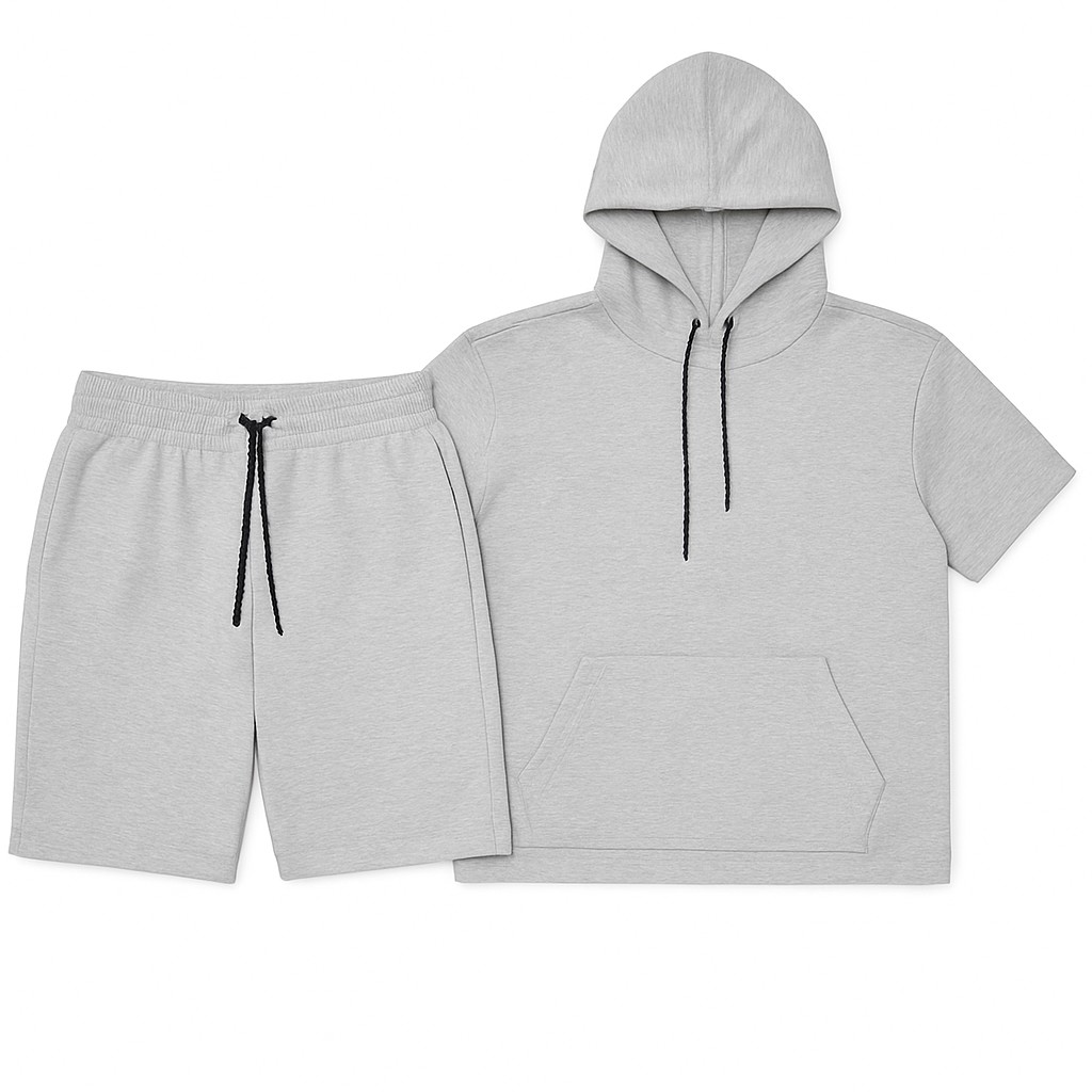 VARQORA men's gray hoodie and shorts matching set