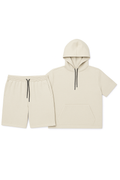 VARQORA men's beige hoodie and shorts matching set