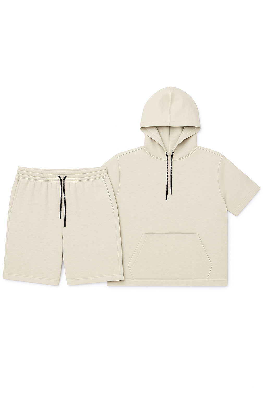 VARQORA men's beige hoodie and shorts matching set