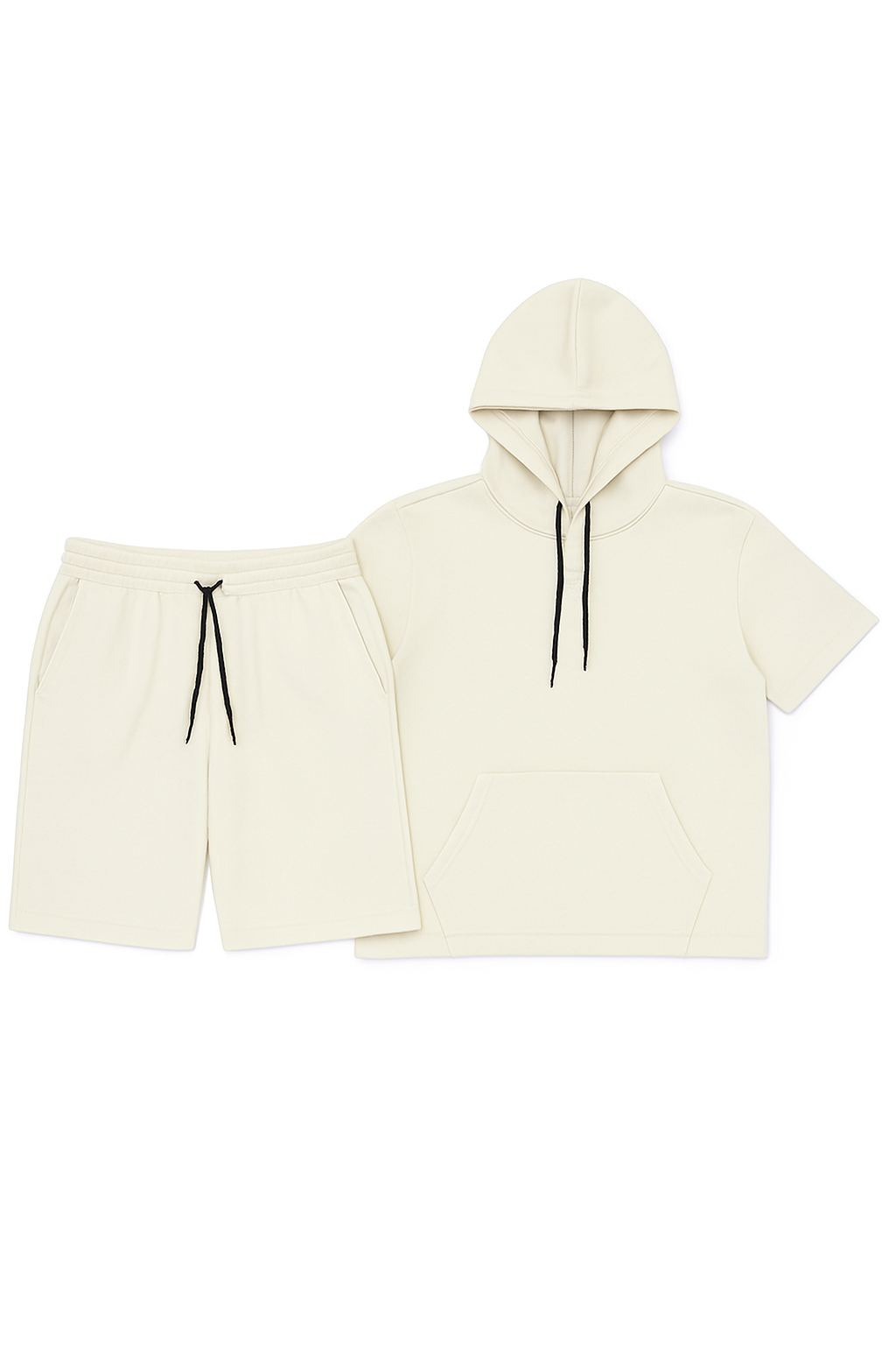 VARQORA men's beige hoodie and shorts matching set