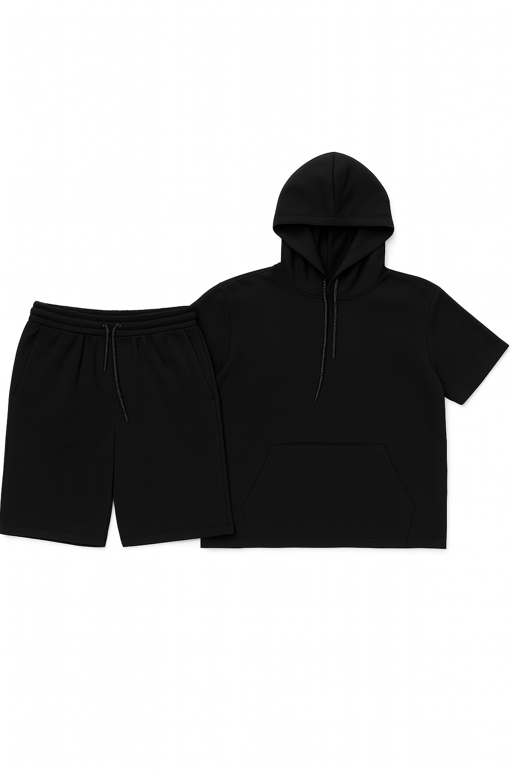 VARQORA men's black hoodie and shorts matching set